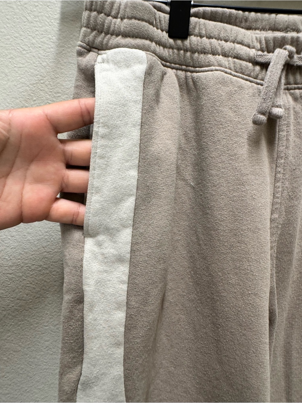 abercrombie kids Taupe Sweatpants with White Side Stripe